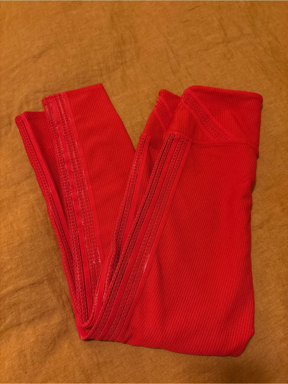 Free People FP Movement Red leggings with lace detailing 7/8 length SZ M
